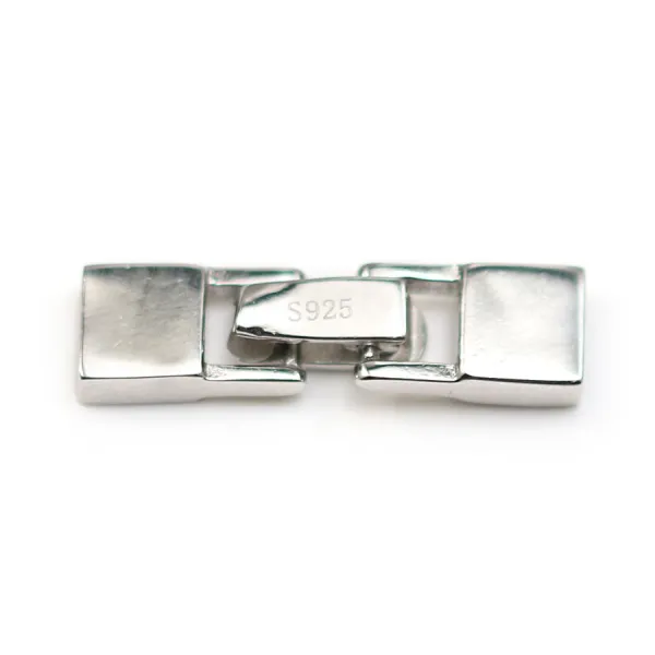 Fermoir crochet en argent 925 rhodié, 6x23mm, pour fil de cuir, 1.3x4.5mm x 1pc