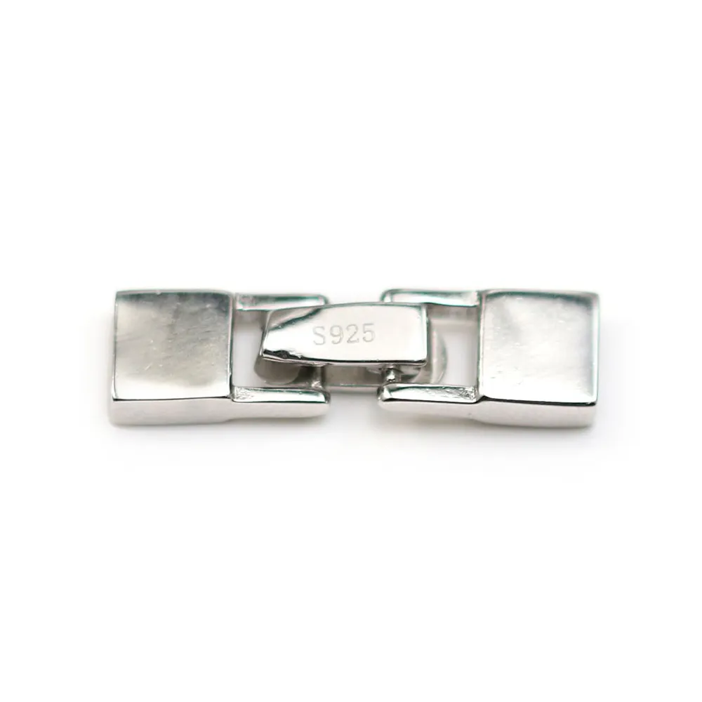 Clasp 925 silver rhodié hook, 6x23mm, for leather thread, 1.3x4.5mm x 1pc