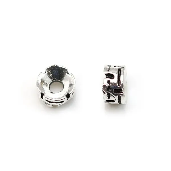 Intercalaire en argent 925, de forme ronde ciselé, de taille 3x5mm x 4pcs