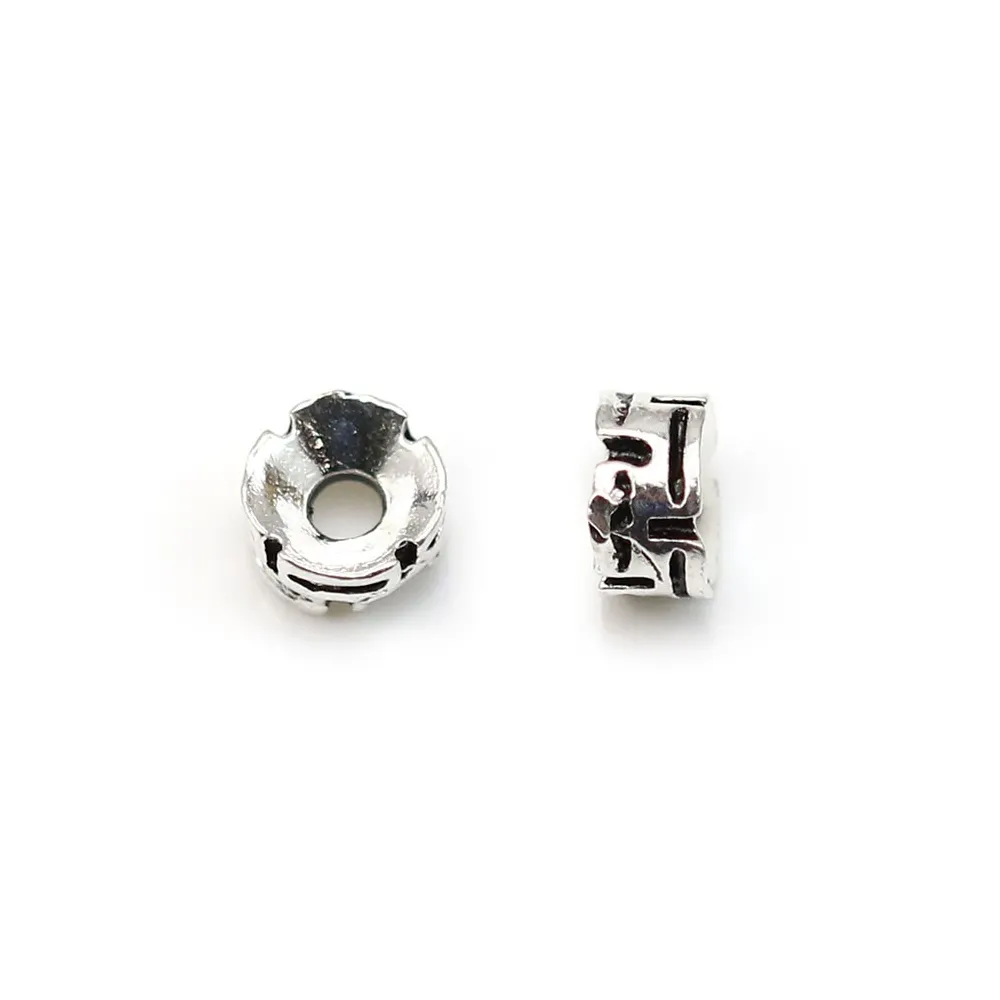 Intercalaire en argent 925, de forme ronde ciselé, de taille 3x5mm x 4pcs