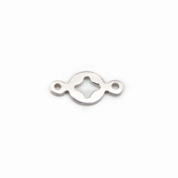 Espaçador redondo com padrão de trifoil em prata 925 7x11mm x 2pcs