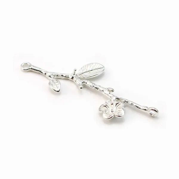 Intercalaire branche avec fleur pour perle semi percé 18x43mm x 1pc