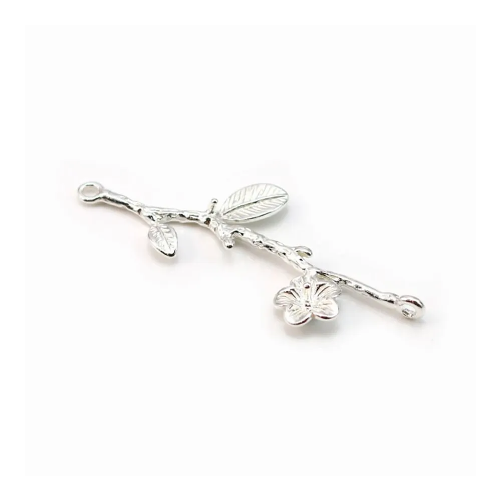 Intercalaire branche avec fleur pour perle semi percé 18x43mm x 1pc