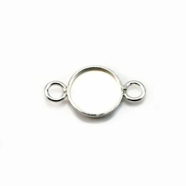 Intercalary round support for cabochon ,sterling silver 925, 8mm  x 1pc