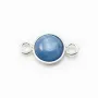 Intercalary round support for cabochon ,sterling silver 925, 8mm  x 1pc
