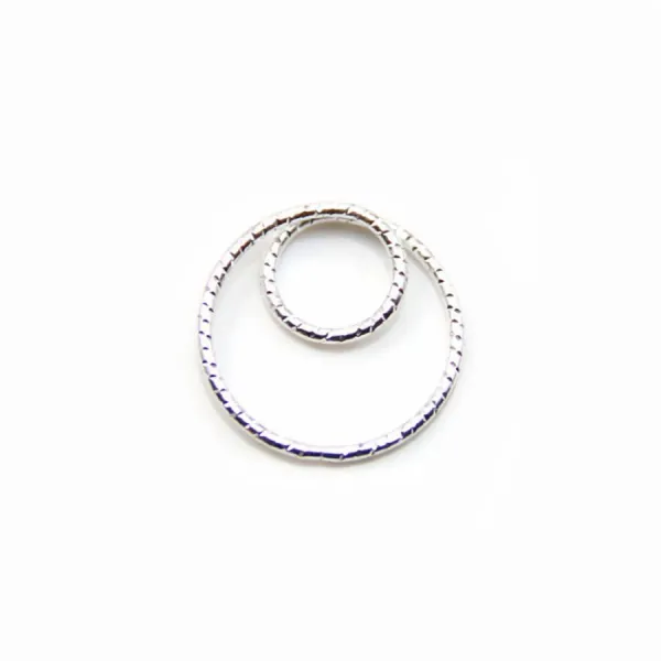 Intercalaire double rond martèle ,15mm, argent 925  x 2pcs