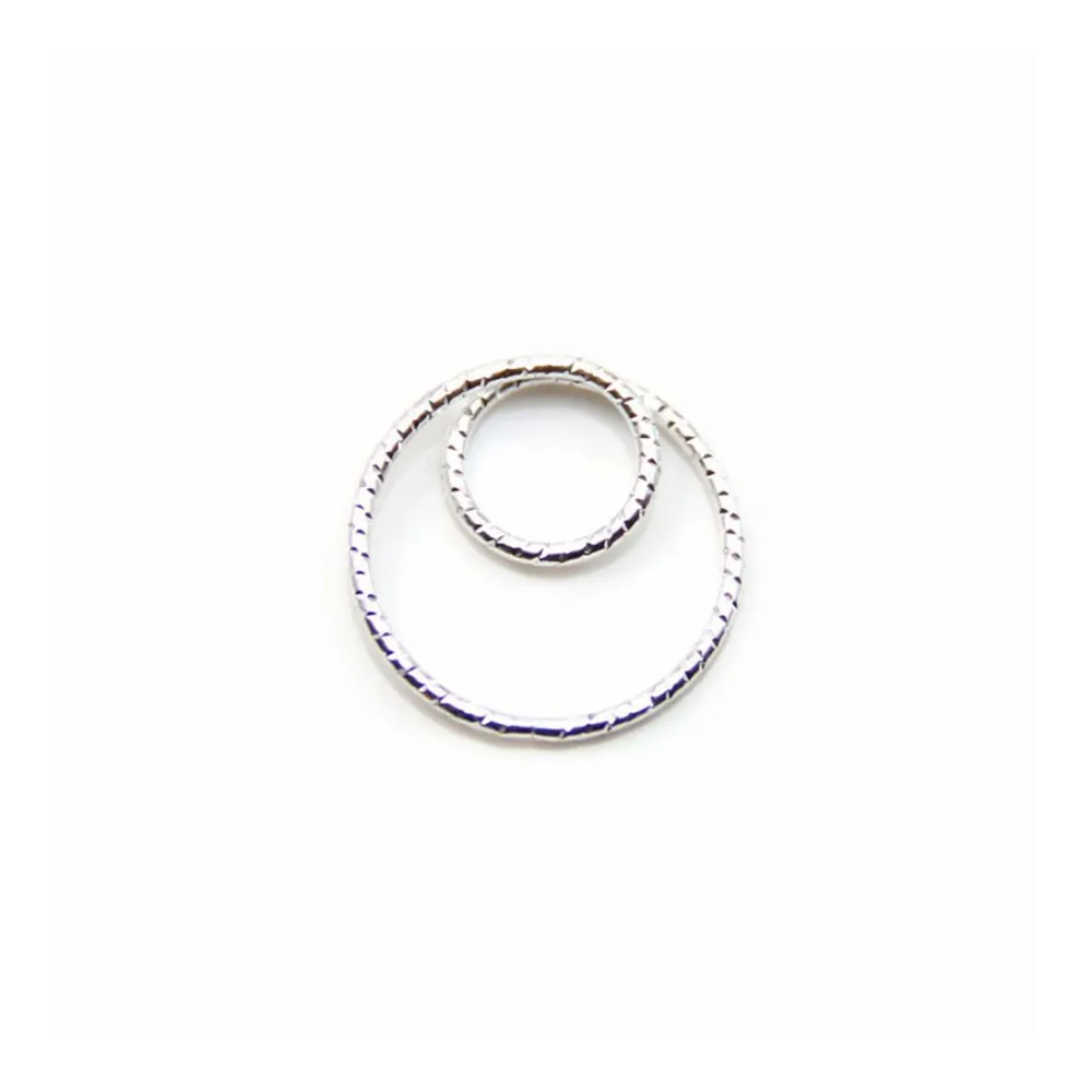925 Silver Rings , double rings, hammered,15mm x 1pc