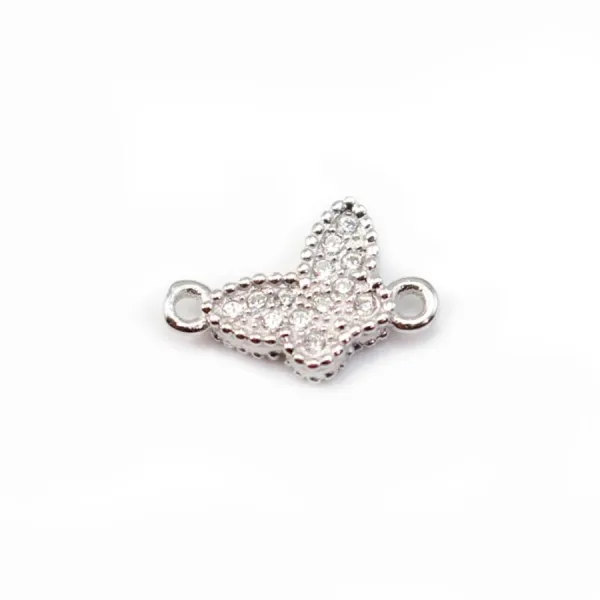 Pendentif Papillion avec zirconium Argent 925 Rhodié 10mm x 1pc