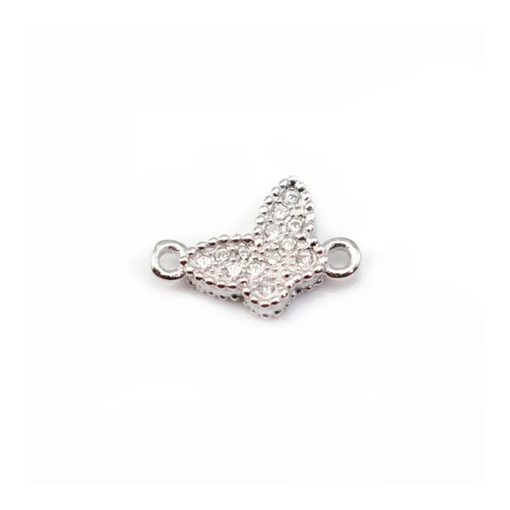 Pendentif Papillion avec zirconium Argent 925 Rhodié 10mm x 1pc