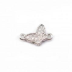 925 Sterling Silver rhodium Bridge butterfly with zirconium 10mm  x 1pc