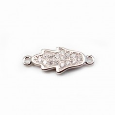 925 Sterling Silver rhodium Bridge hand with zirconium  6.5x16.5mm  x 1pc
