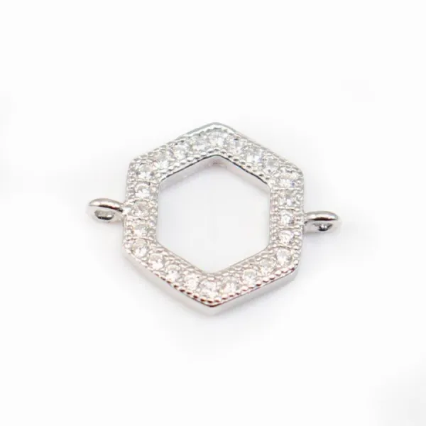 Intercalaire argent 925 et strass Hexagone 10x12mm x 1pc