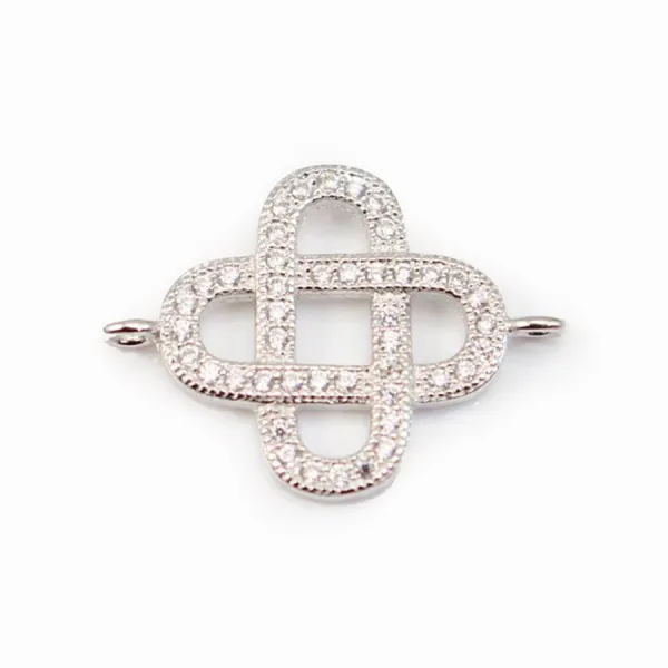 Intercalaire argent 925 et strass Trèfle Celte 13x20mm x 1pc