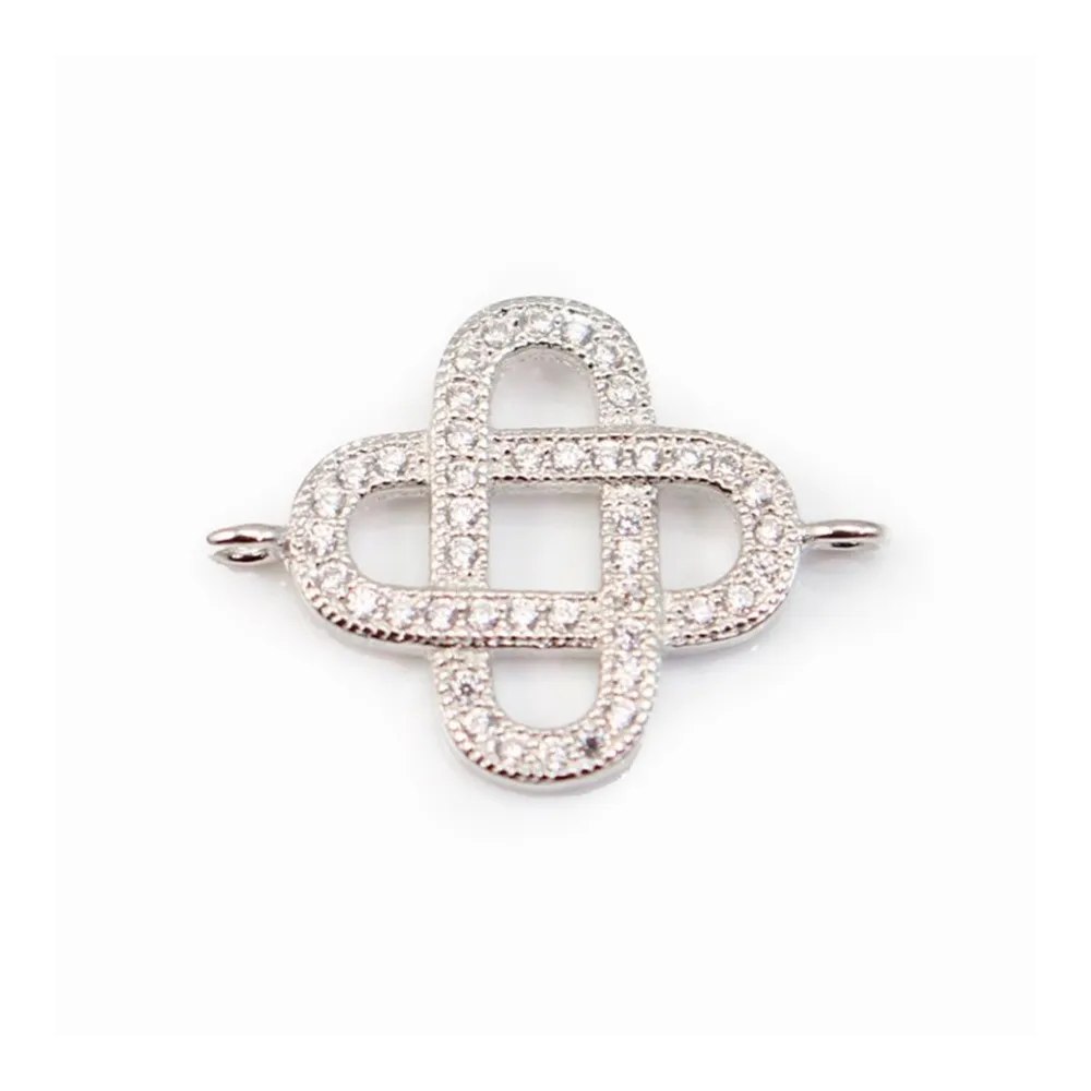 Intercalaire argent 925 et strass Trèfle Celte 13x20mm x 1pc