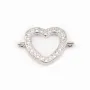 Intercalaire argent 925 et strass Coeur 12.5x19mm x 1pc
