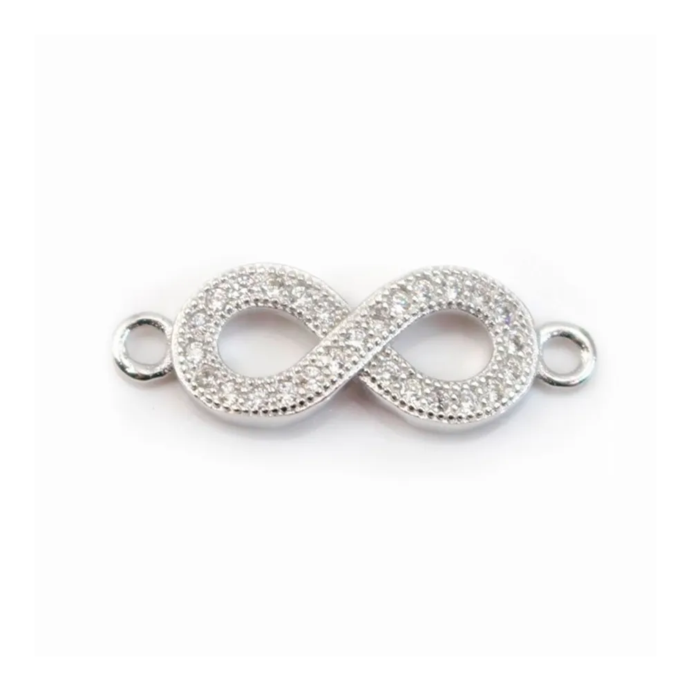 Intercalaire argent 925 et strass infini 7x21mm x 1pc