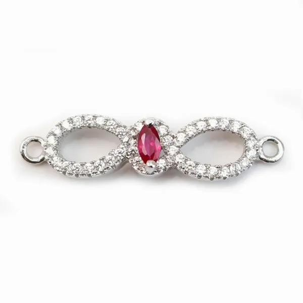 Intercalaire argent 925 et strass noeud papillon 7x29mm x 1pc