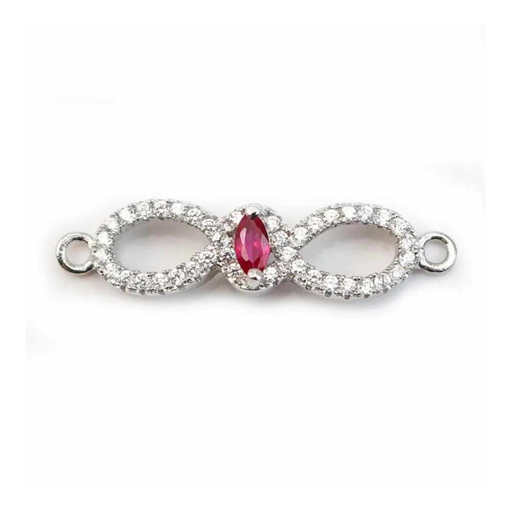 Intercalaire argent 925 et strass noeud papillon 7x29mm x 1pc