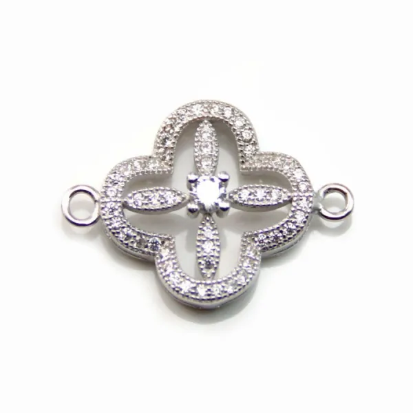 Spacer silver 925  with zirconium oxide clover 16x22mm x 1pc