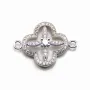 Intercalaire argent 925 oxyde de zirconium  trèfle 16x22mm x 1pc