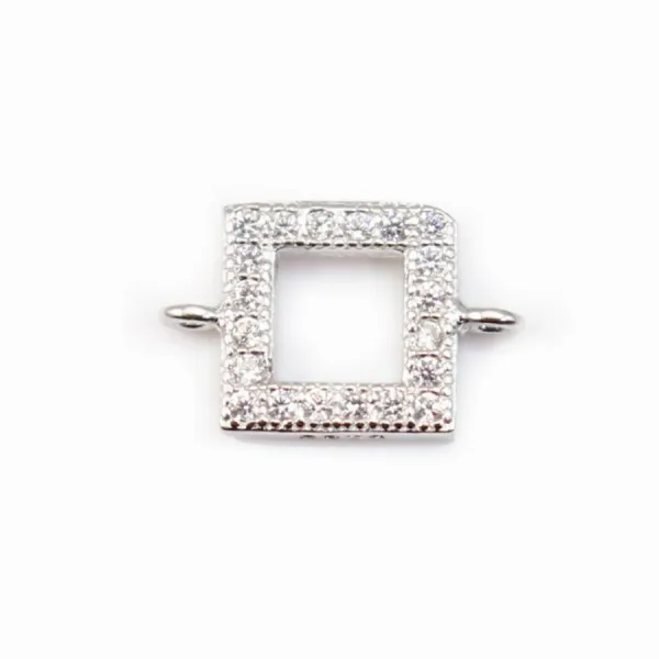 Intercalaire argent 925 et strass Carré 7x10mm x 1pc