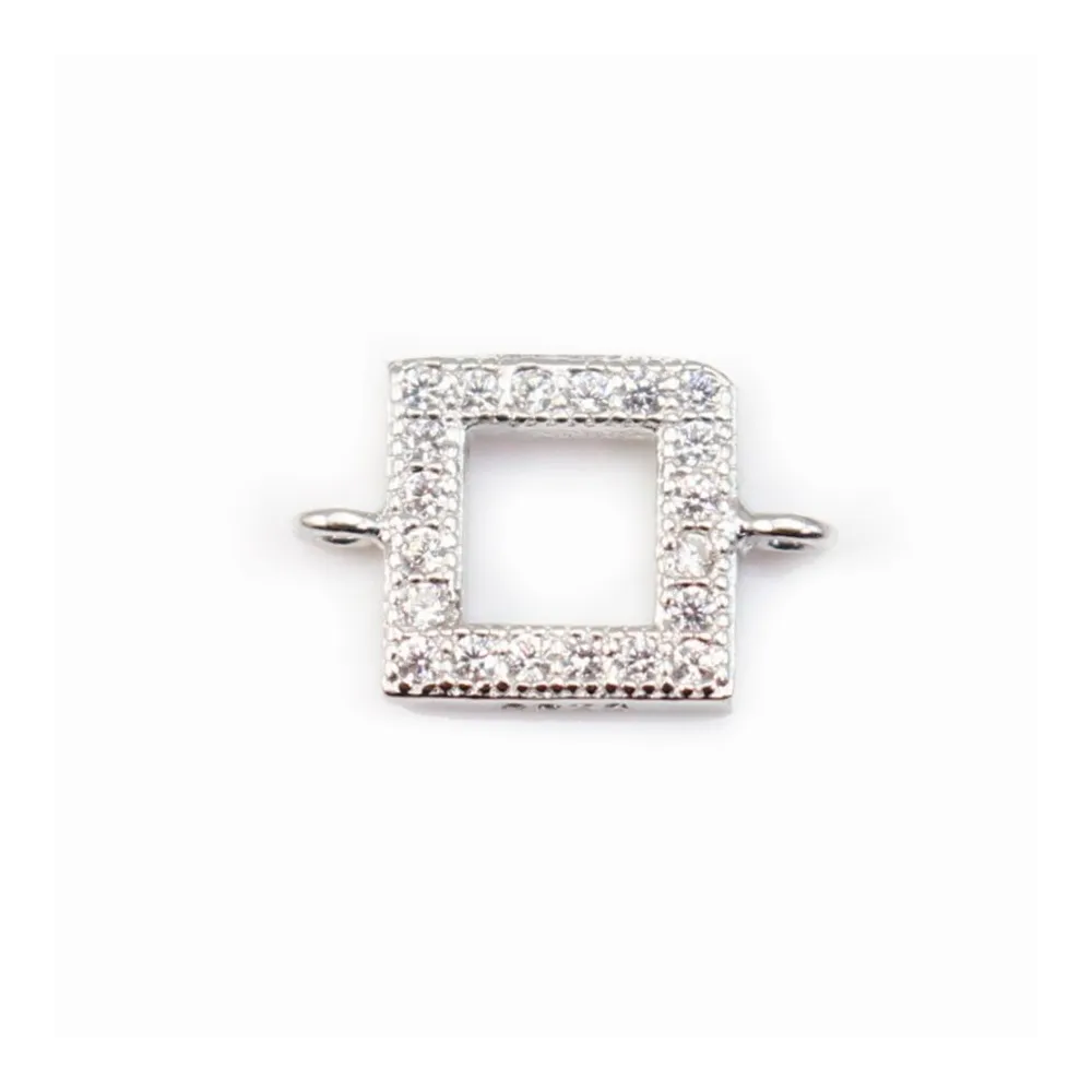 Intercalaire argent 925 et strass Carré 7x10mm x 1pc