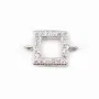 Intercalaire argent 925 et strass Carré 7x10mm x 1pc