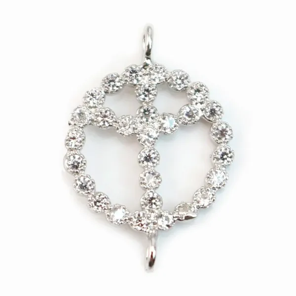 Intercalaire argent 925 et strass peace & love 11x17mm x 1pc