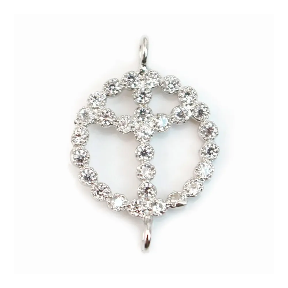 Intercalaire argent 925 et strass peace & love 11x17mm x 1pc