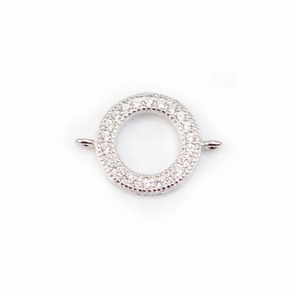 Intercalaire argent 925 et strass Ronde 9x13mm x 1pc