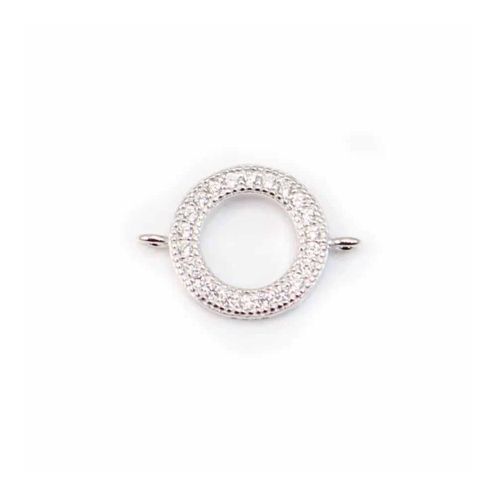 Intercalaire argent 925 et strass Ronde 9x13mm x 1pc
