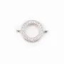 Intercalaire argent 925 et strass Ronde 9x13mm x 1pc