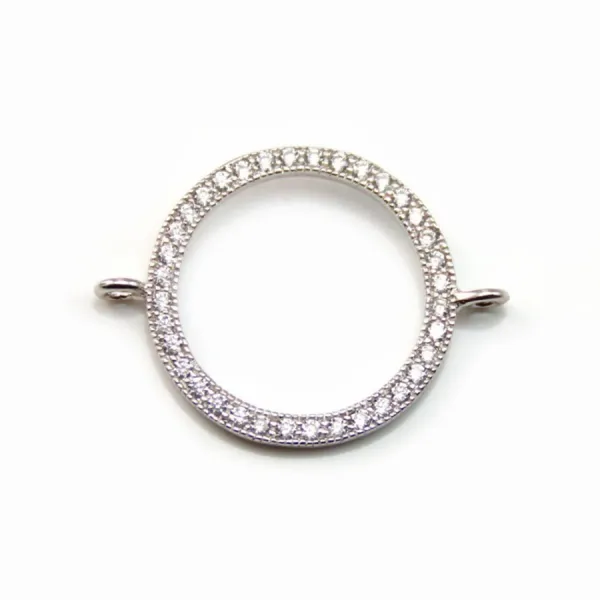 Prata 925 ródio óxido de zircónio redondo 18,5mm x 1pc