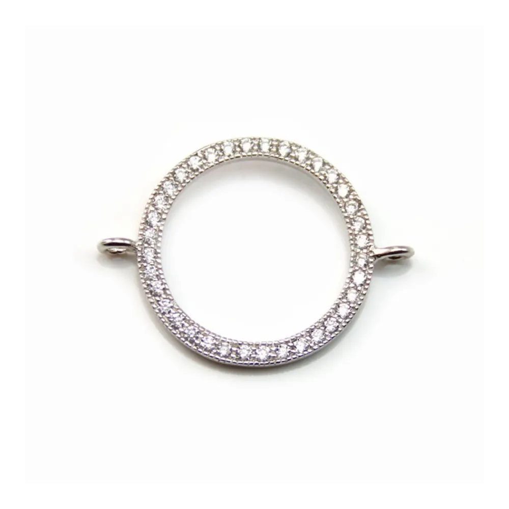 Intercalaire argent 925 oxyde de zirconium  ronde 18.5mm x 1pc