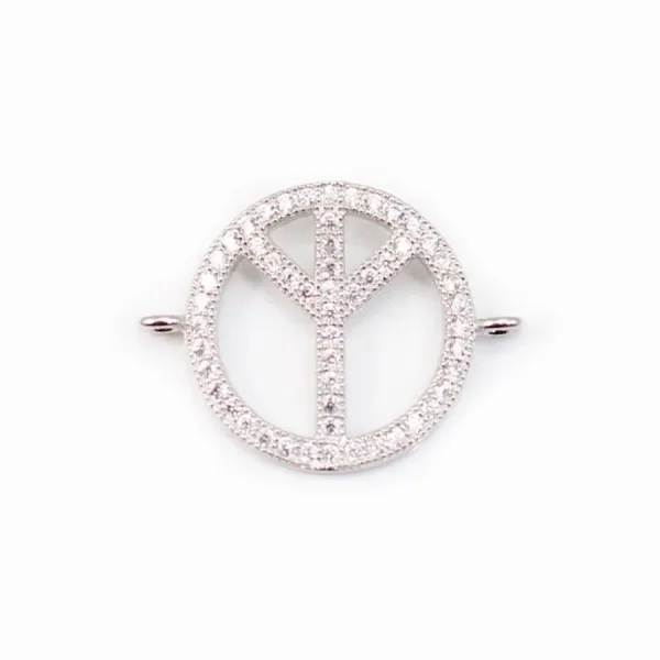 Intercalaire argent 925 et strass Peace et Love 15.5x20mm x 1pc
