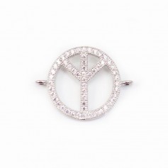 Spacer silver 925 and strass Peace and Love 15.5x20mm x 1pc