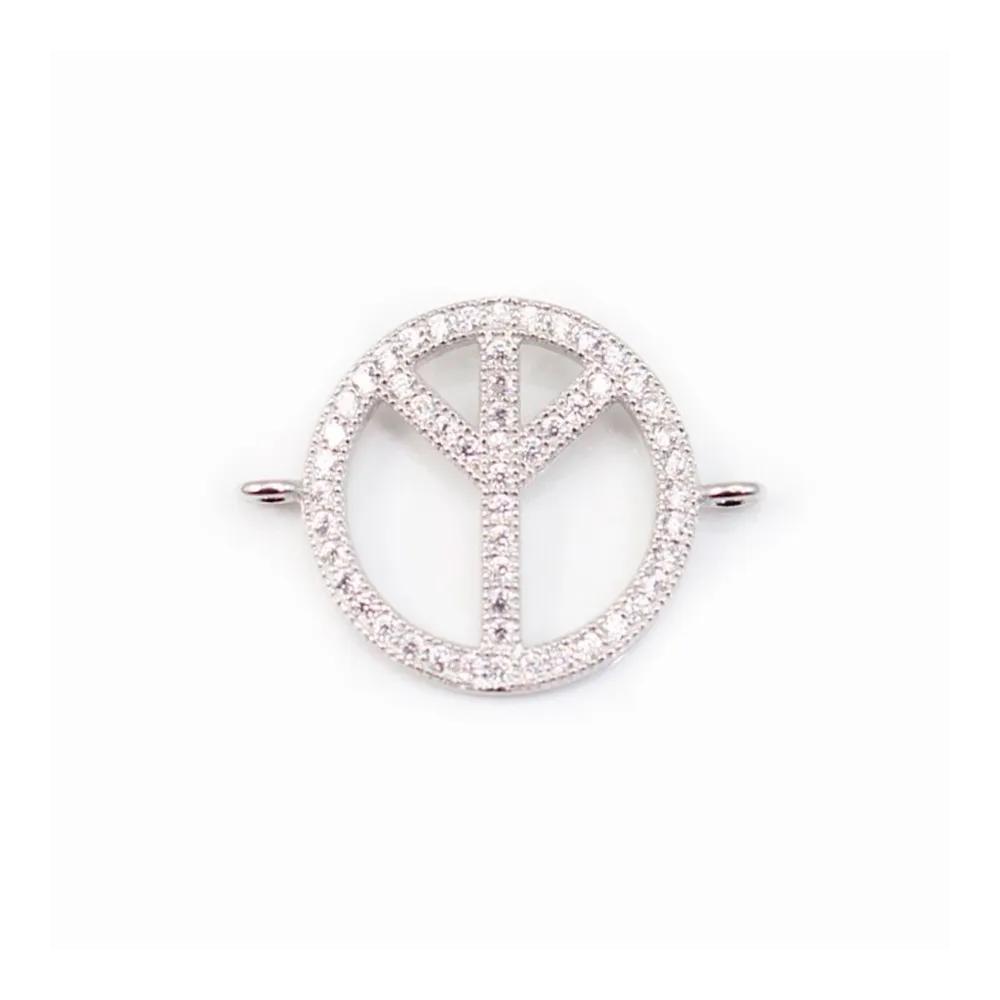 Intercalaire argent 925 et strass Peace et Love 15.5x20mm x 1pc