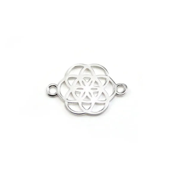 Intercalaire en forme de fleur, en argent 925, 11x16.5mm x 1pc