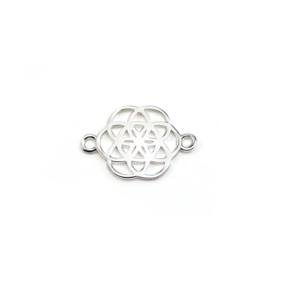 Intercalaire en forme de fleur, en argent 925, 11x16.5mm x 1pc