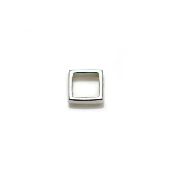 Intercalaire en argent 925, de forme carré, avec 2 trous, 6mm x 4pcs