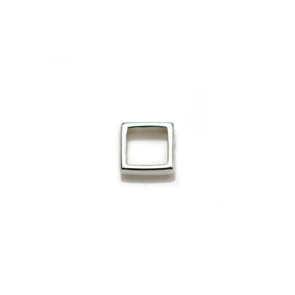 Intercalaire en argent 925, de forme carré, avec 2 trous, 6mm x 4pcs