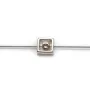 Intercalaire en argent 925, de forme carré, avec 2 trous, 6mm x 4pcs