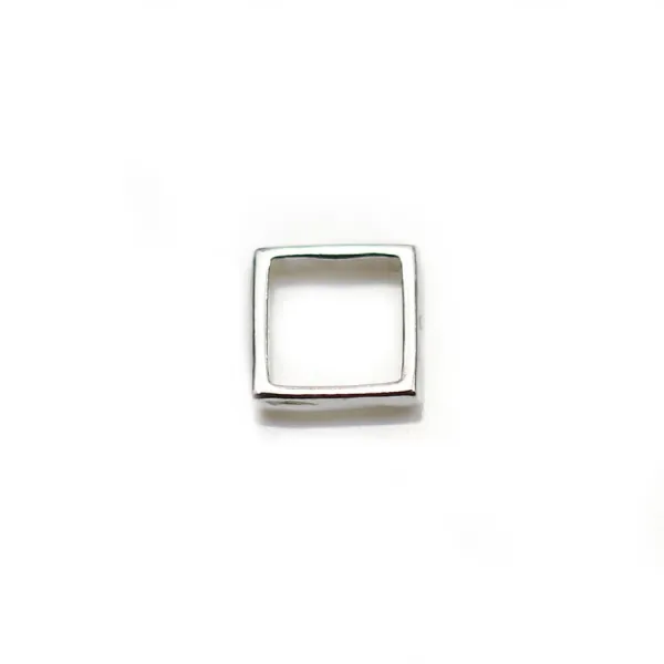 Intercalaire en argent 925, de forme carré, avec 2 trous, 8mm x 2pcs