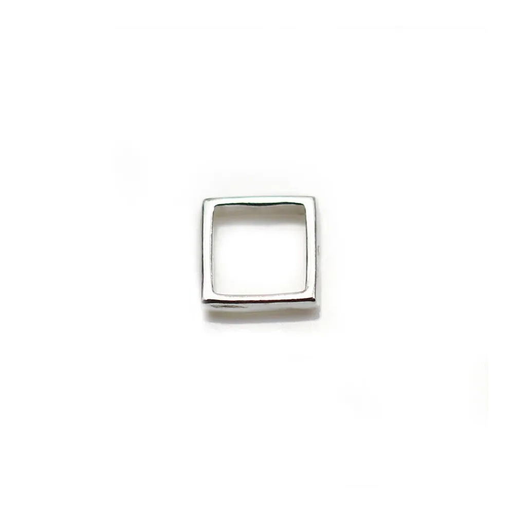 Intercalaire en argent 925, de forme carré, avec 2 trous, 8mm x 2pcs
