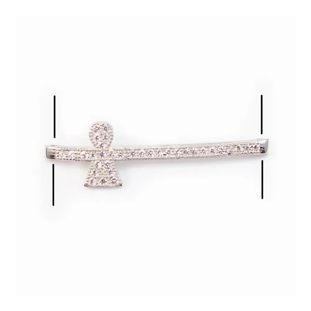 Intercalaire argent 925 et strass Fille 8.5x30mm x 1pc