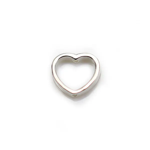 Spacer in 925 silver, in shape of a heart, with 2 holes, 9 * 10mm x 2pcs