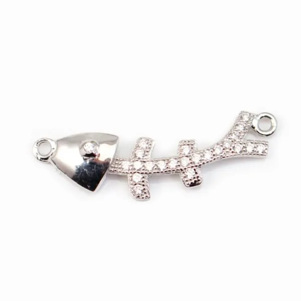 Intercalaire argent 925 et strass Arêtes de poisson 7.5x26mm x 1pc