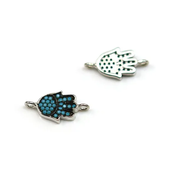 Intercalaire main argent 925 turquoise reconstitué 8x16mm x 1pc