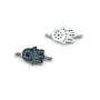 Intercalaire main argent 925 turquoise reconstitué & zirconium 8x16mm x 1pc