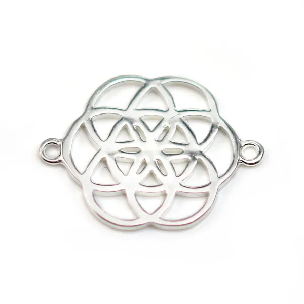 Inserción de flor de plata de ley 925, 16x22mm x 1pc